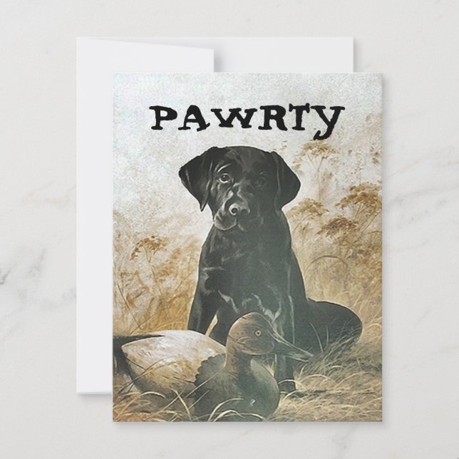 LAB PUP DOG PAWRTY PARTY INVITE INVITATION (Front)