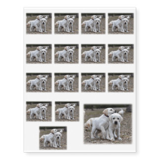 Lab Puppies Playing Temporary Tattoos