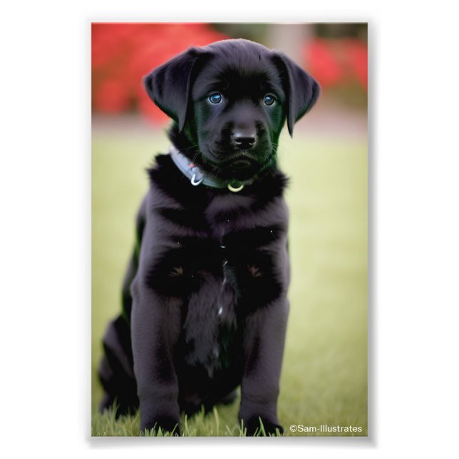 Lab Puppy Satin Photo Enlargement  (Front)