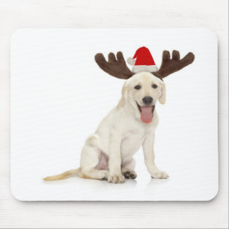 Lab Puppy Wearing Antlers Mouse Pad