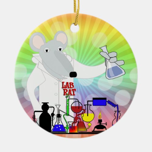 LAB RAT CHEMISTRY CERAMIC ORNAMENT