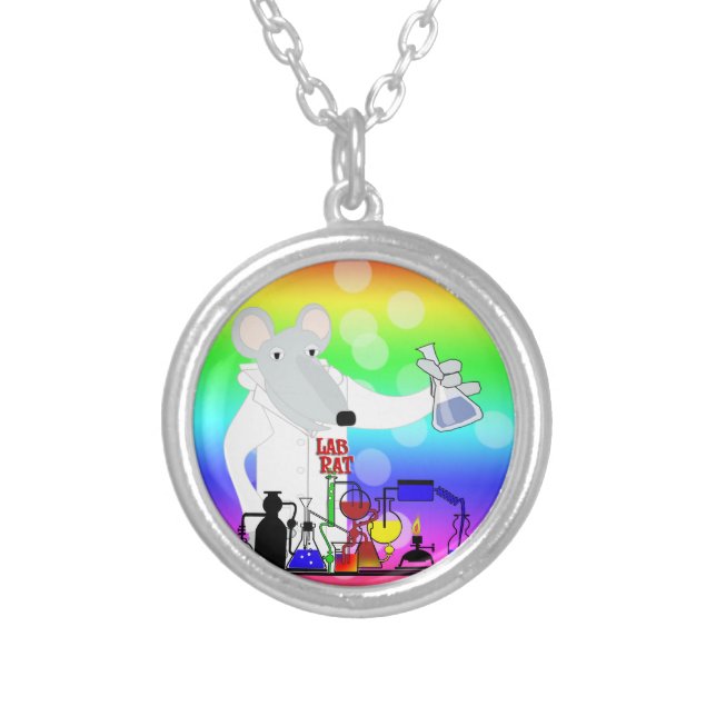 LAB RAT CHEMISTRY SILVER PLATED NECKLACE (Front)
