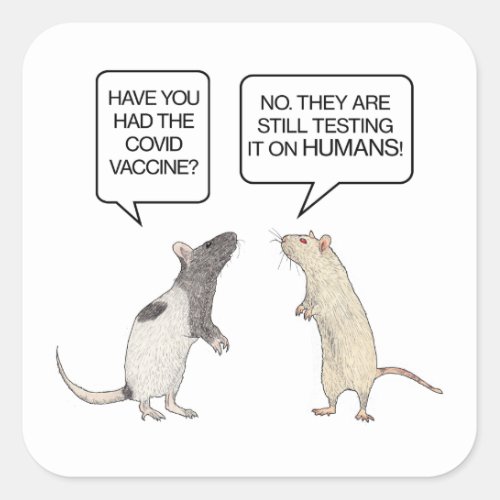 Lab Rat Covid Vaccine Funny Button Square Sticker
