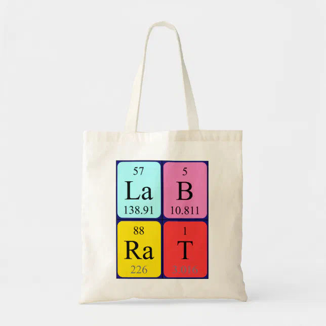 Lab Rat periodic table name tote bag | Zazzle