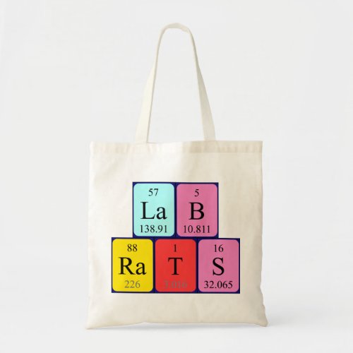 Lab Rats periodic table name tote bag
