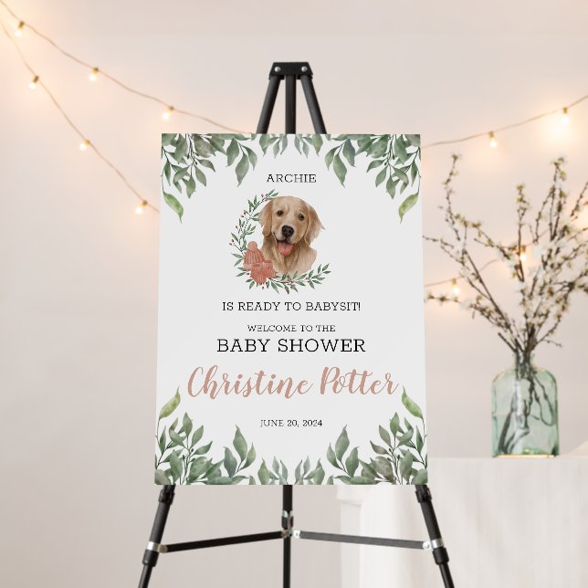 Lab Retriever Dog Puppy Baby Shower Welcome Sign (In Situ (Stand))