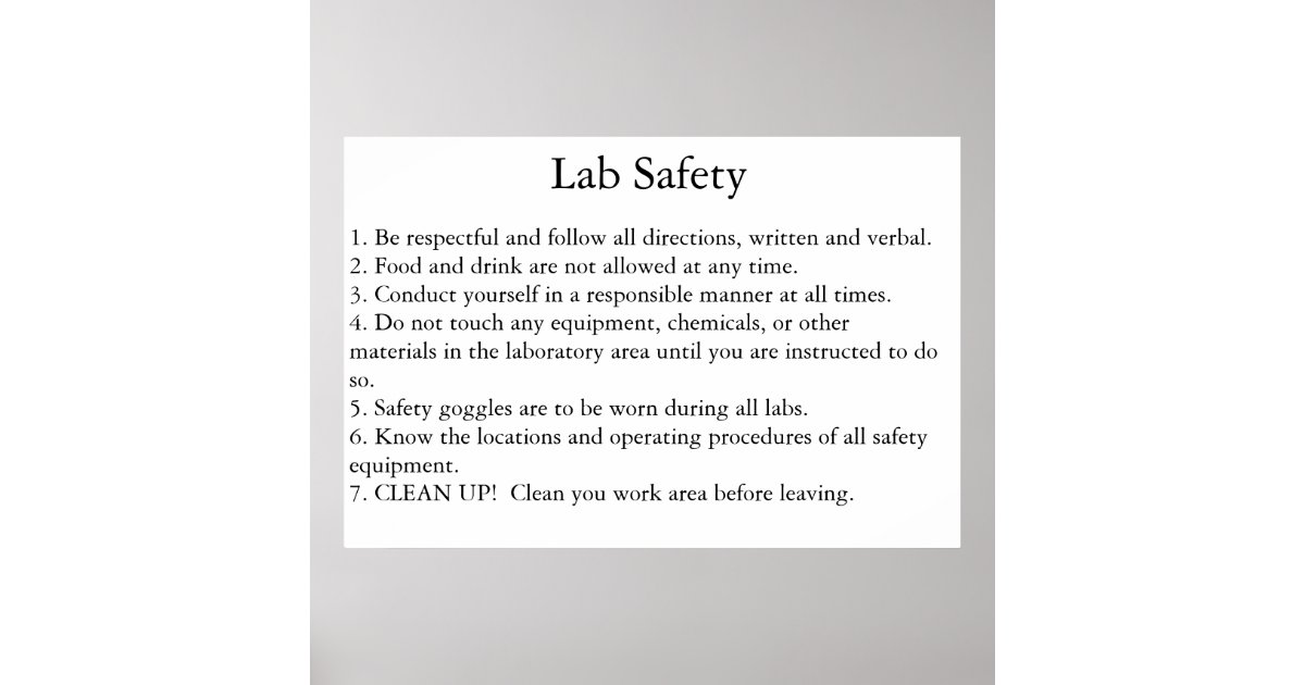 Lab Safety Poster | Zazzle.com