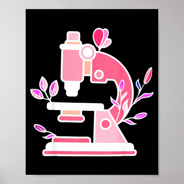 Lab Science Floral Microscope Biologist Science Va Poster (Front)