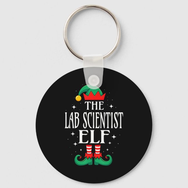 Lab Scientist Elf Job Title Funny Christmas Matchi Keychain (Front)