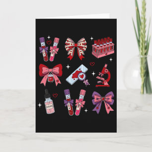 Lab Tech Coquette Bow Valentine Science Laboratory Card
