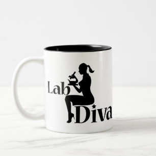 Lab Tech Diva Scientist Gift Girl Silhouette Two-Tone Coffee Mug