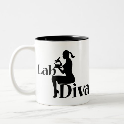 Lab Tech Diva Scientist Gift Girl Silhouette Two_Tone Coffee Mug