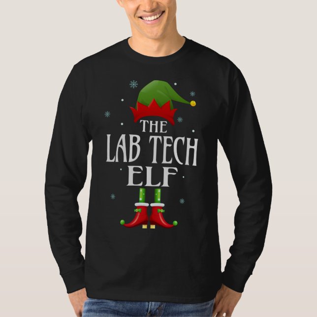 Lab Tech Elf Xmas Funny Family Matching Christmas  T-Shirt (Front)