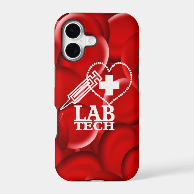 LAB TECH HEART  SYRINGE LOGO IPHONE CASE (Back)