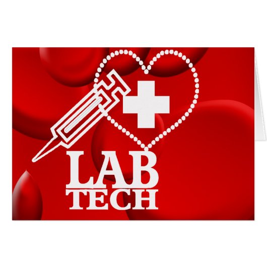 LAB TECH HEART SYRINGE LOGO - LABORATORY SCIENTIST CARDS (Front Horizontal)