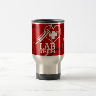 LAB TECH HEART SYRINGE LOGO TRAVEL MUG