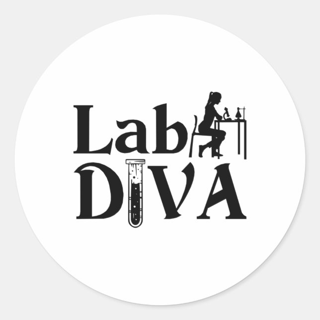 Lab Tech Lab Diva Chemist Laboratory Technician Classic Round Sticker (Front)