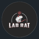 Lab Tech Lab Rat Laboratory Science Technician Classic Round Sticker<br><div class="desc">This funny laboratory technician design for women and men who love their laboratory and science job. Show that you are a proud lab tech. On the laboratory motive is the quote Lab Rat.</div>