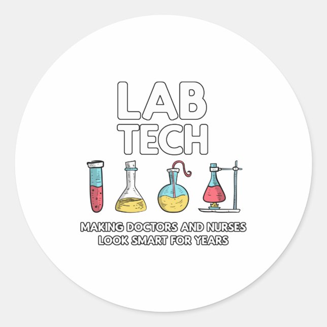 Lab Tech Laboratory Classic Round Sticker (Front)
