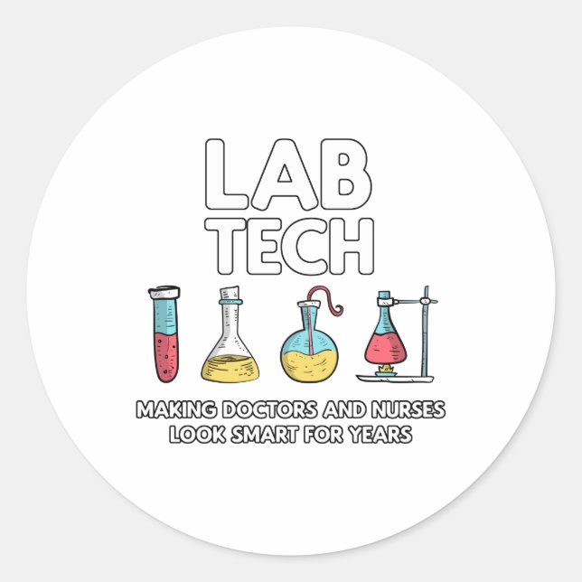 Lab Tech Laboratory Classic Round Sticker (Front)