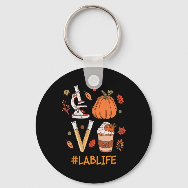 Lab Tech Laboratory Scientist Fall Pumpkin Spice L Keychain (Front)