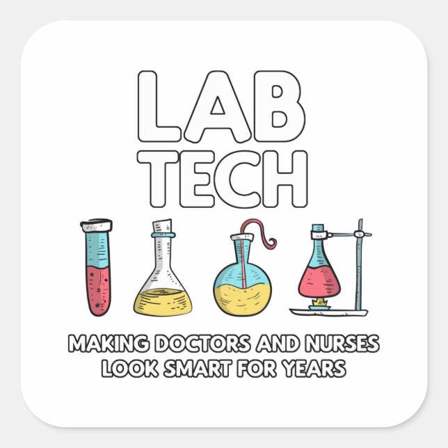 Lab Tech Laboratory Square Sticker (Front)