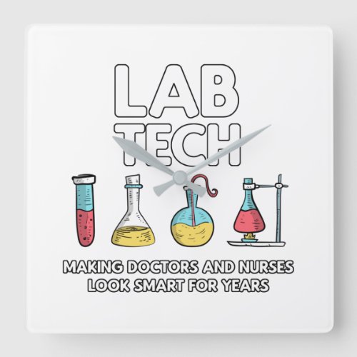 Lab Tech Laboratory Square Wall Clock