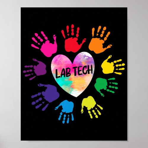 Lab Tech Laboratory Technician Colorful Heart Poster