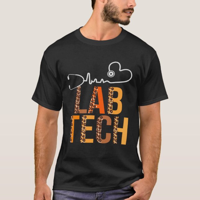 Lab Tech Leopard Heartbeat Appreciation Women Fall T-Shirt (Front)
