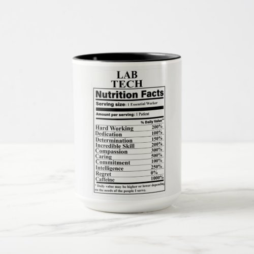 Lab Tech Nutrition Facts Mug