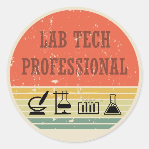 Lab tech professional vintage sunset retro classic round sticker