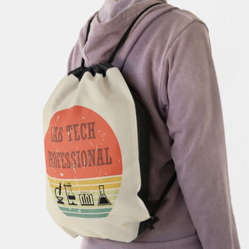 Lab tech professional vintage sunset retro drawstring bag