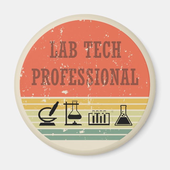 Lab tech professional vintage sunset retro magnet (Front)