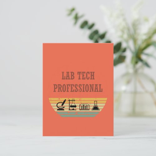 Lab tech professional vintage sunset retro postcard