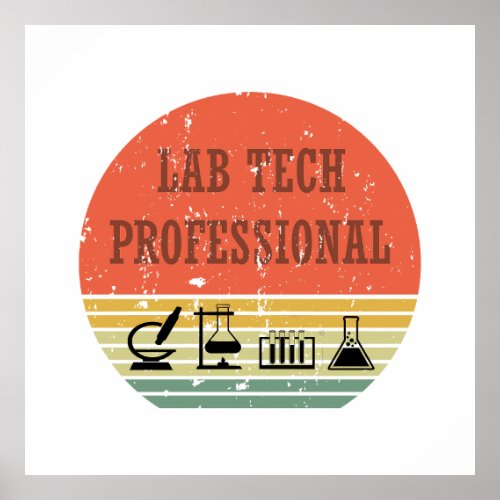 Lab tech professional vintage sunset retro poster