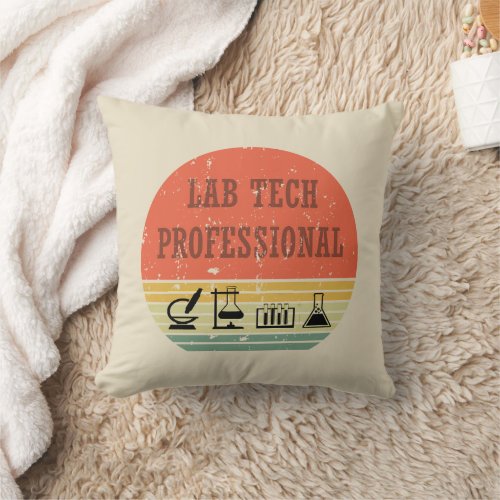 Lab tech professional vintage sunset retro throw pillow