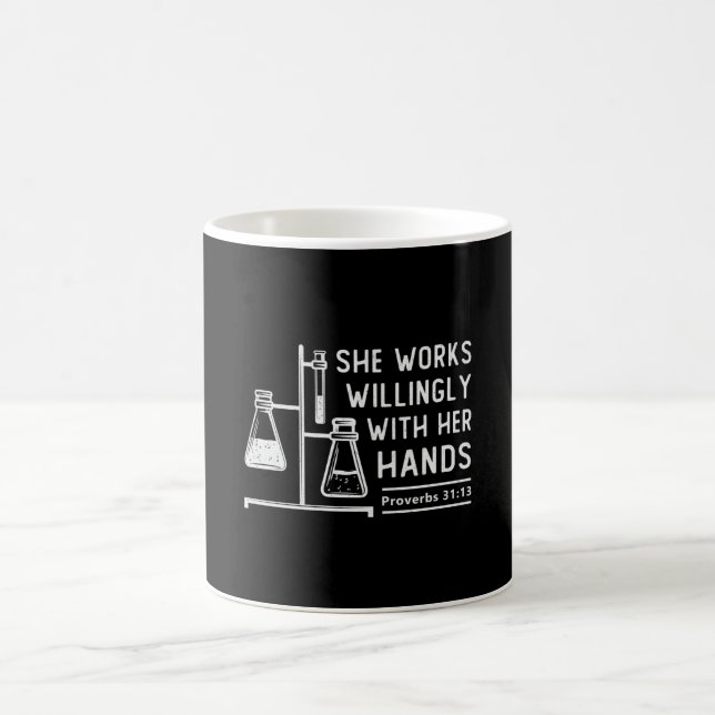 Lab Tech She Works Willingly Laboratory Science Coffee Mug (Center)