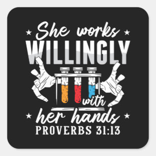 Lab Tech She Works Willingly Laboratory Technician Square Sticker
