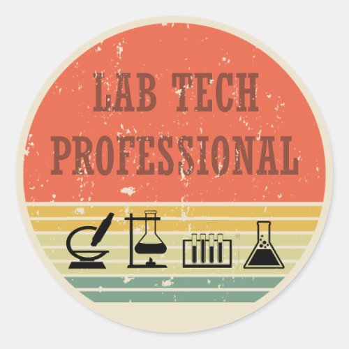 Lab tech vintage classic round sticker