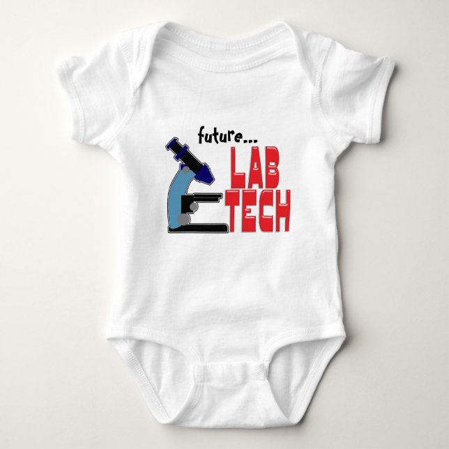 LAB TECH with MICROSCOPE Baby Bodysuit (Front)