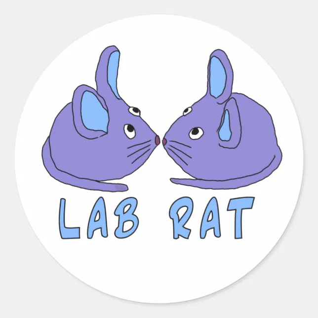 Mice Sticker Lab lab | two purple blue laboratory mice science classic round sticker ...