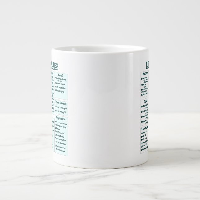 Lab values for nurses -Medical Lab Reference Chart Giant Coffee Mug (Front)