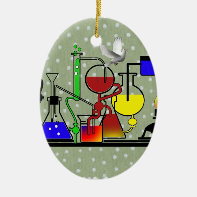 LAB WARE - LABORATORY  GLASSWARE MAD SCIENTIST CERAMIC ORNAMENT (Front)