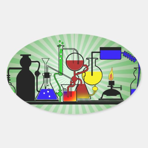 LAB WARE _ LABORATORY  GLASSWARE MAD SCIENTIST OVAL STICKER