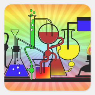 LAB WARE - LABORATORY GLASSWARE MAD SCIENTIST SQUARE STICKER
