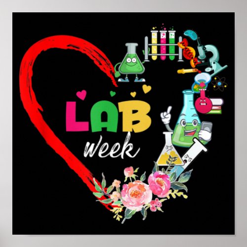 Lab Week 2022 Laboratory Tech Heart Funny Technolo Poster