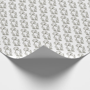 Lab Wrapping Paper - Black and White Dog Print
