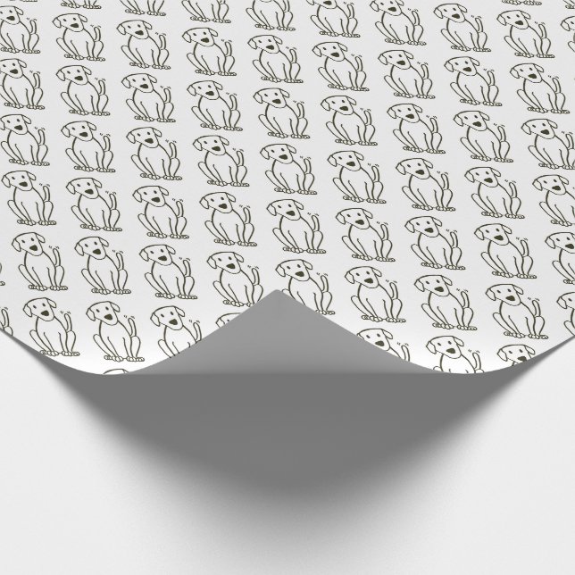 Lab Wrapping Paper - Black and White Dog Print (Corner)
