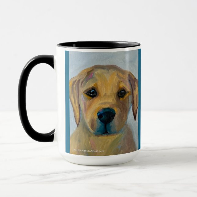 Lab Yellow Pup | Two-Tone Mug, 15 oz Mug (Left)
