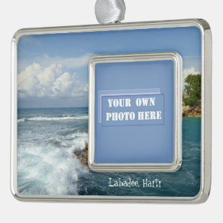 Labadee Seascape Custom Photo Silver Plated Framed Ornament